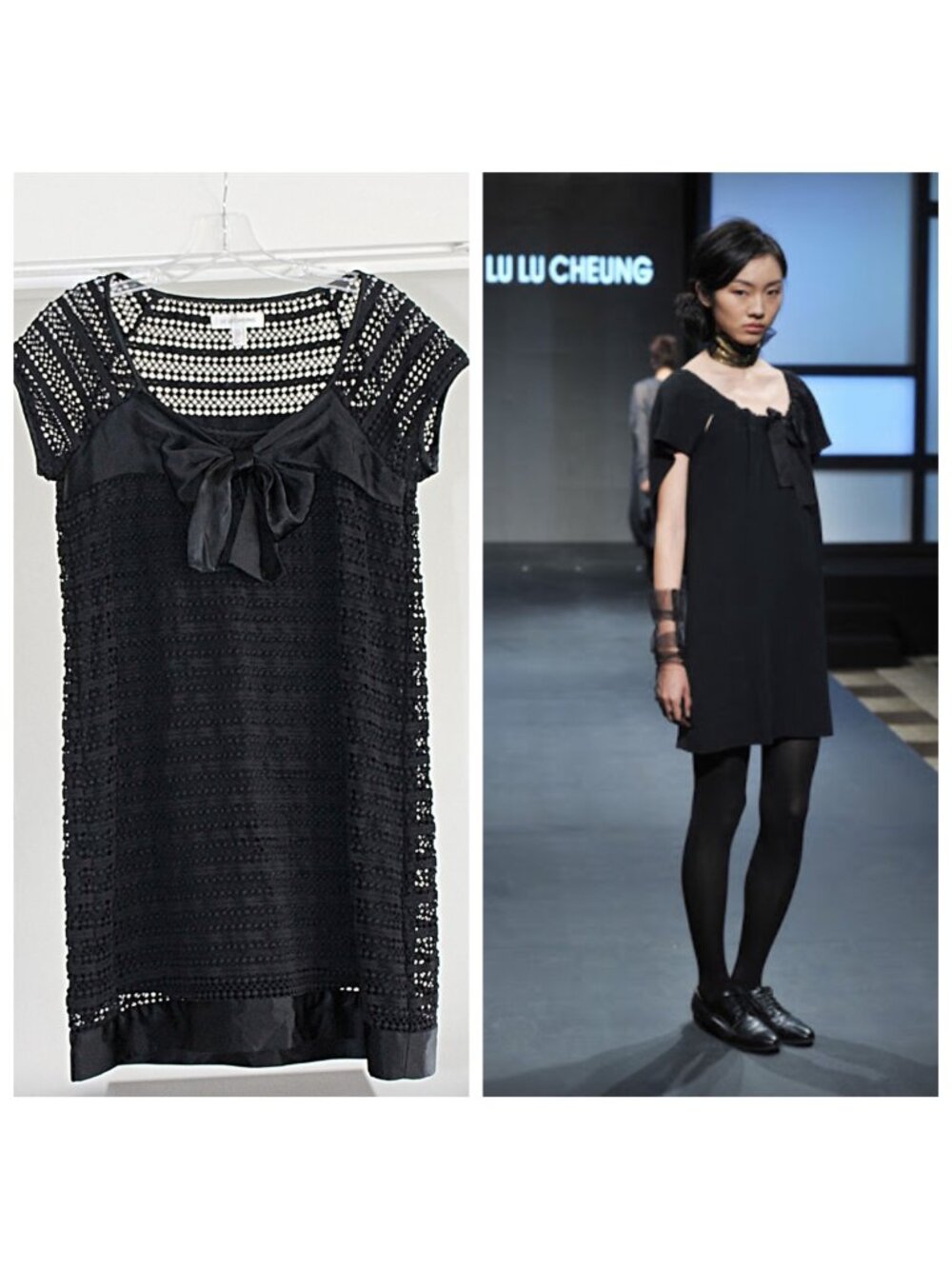 Lu Lu Cheung Designer - Lolita Dress - Silk + Eyelet Babydoll with Bow, Med - Picture 1 of 12